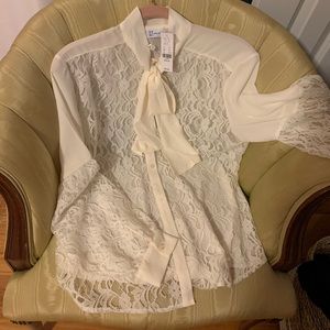 Lace accent blouse